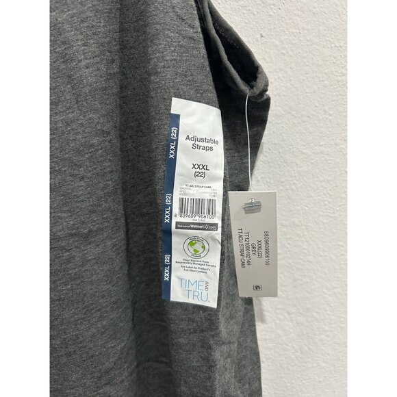 NWT Time And Tru Womens Grey Adjustable Spaghetti Strap Camisole Top SZ XXXLarge - Picture 7 of 9